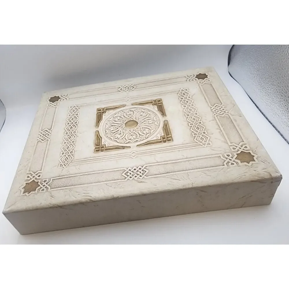 Vintage Faux Book Box Ornate Embossed Lid Photo Keepsake Decor Decorative Box